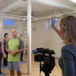 Filming a video for Rolf Gates Yoga