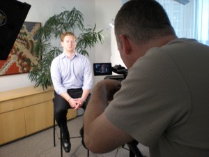 Mike, "The Intern" helping out on our shoot at Duane Morris LLP