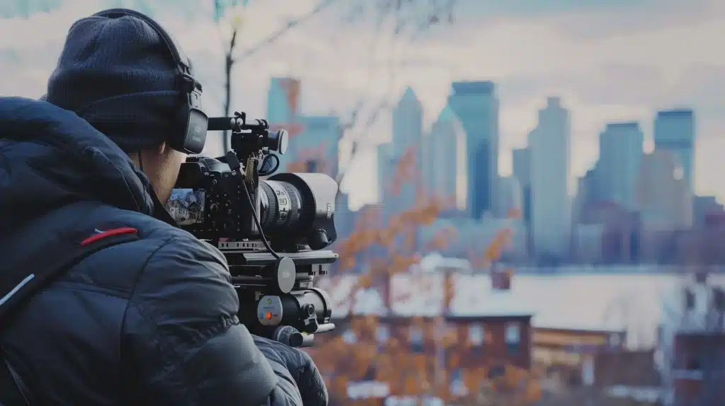 videographer in boston shooting the skyline