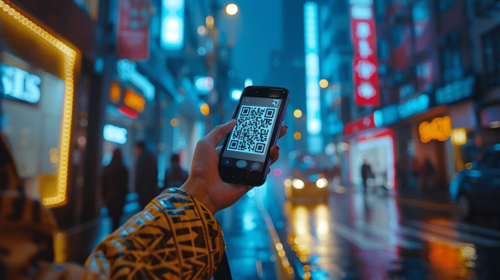 QR code and video marketing on a smartphone