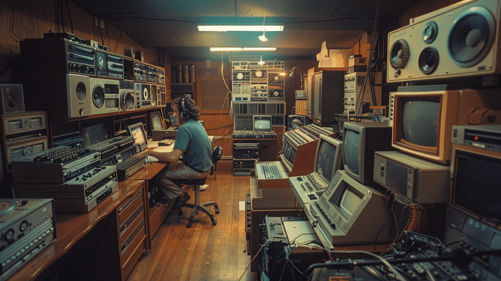 a 1980s editing room showcasing The Golden Age of Video Tape Recorders and Editing