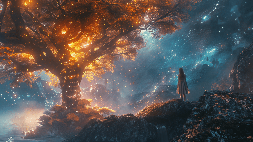 a mystical forest scene representing: Unlocking the Magic of Visual Storytelling Techniques for Engaging Narratives