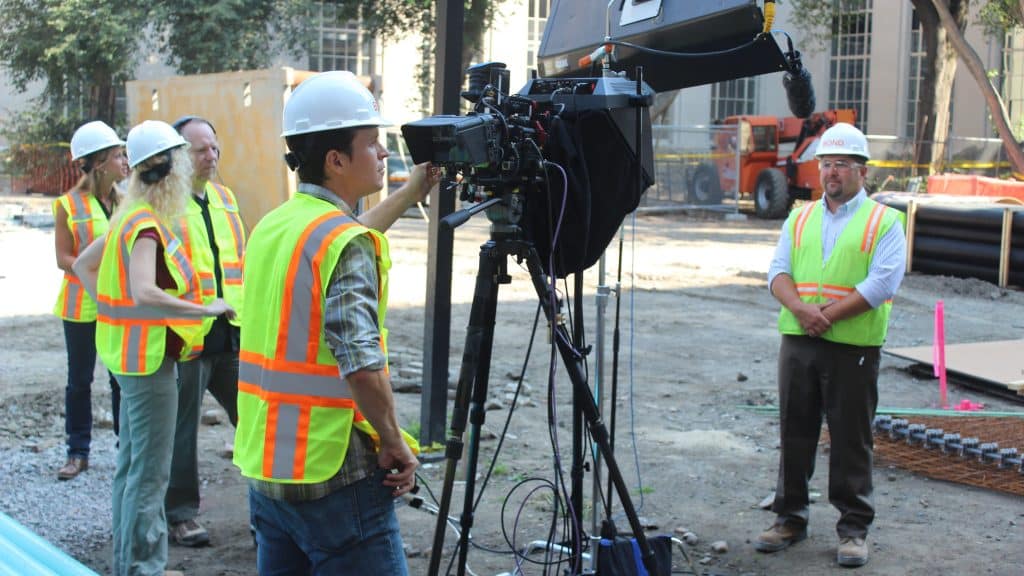 construction firm shooting a video for video marketing