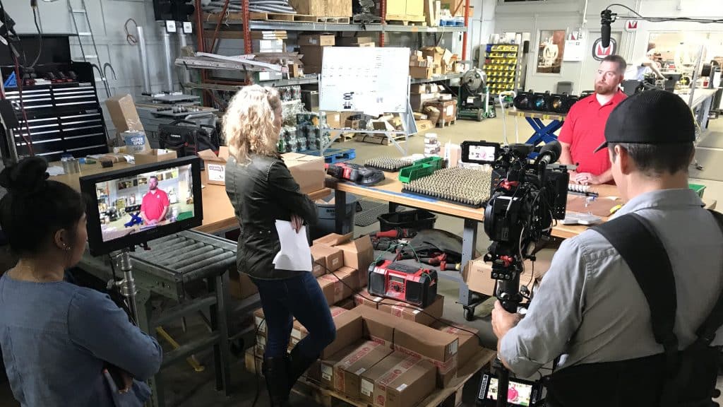 filming at a manufacturer prefab facility to produce video marketing assets