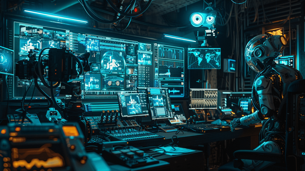 futuristiv representation of AI video production companies